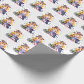 Halloween schattige heks en kat cadeaupapier (Hoek)