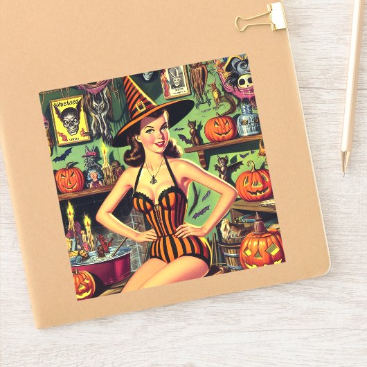  Halloween Schattige Heks Pinup Sticker (Notitieboek)