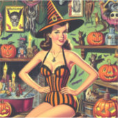  Halloween Schattige Heks Pinup Sticker (Voorkant)