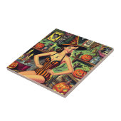 Halloween Schattige Heks Pinup Tegeltje (Zijkant)