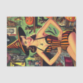 Halloween Schattige Heks Pinup Tissuepapier (Voorkant)