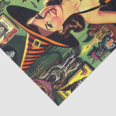 Halloween Schattige Heks Pinup Tissuepapier (Detail)