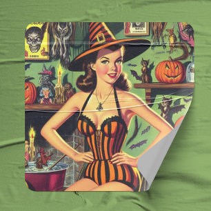  Halloween Schattige Heks Pinup Vierkante Sticker