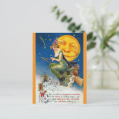 Halloween Schattige  heks Victoriaans gedicht Briefkaart (Staand voorkant)