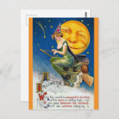 Halloween Schattige  heks Victoriaans gedicht Briefkaart (Voorkant / Achterkant)