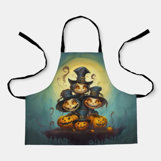 Halloween schattige heksen en pompoenen schort (Voorkant)