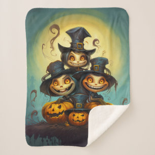 Halloween schattige heksen en pompoenen sherpa deken