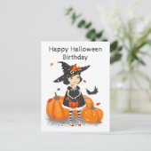 Halloween Schattige Heksje Briefkaart (Staand voorkant)