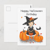 Halloween Schattige Heksje Briefkaart (Voorkant / Achterkant)