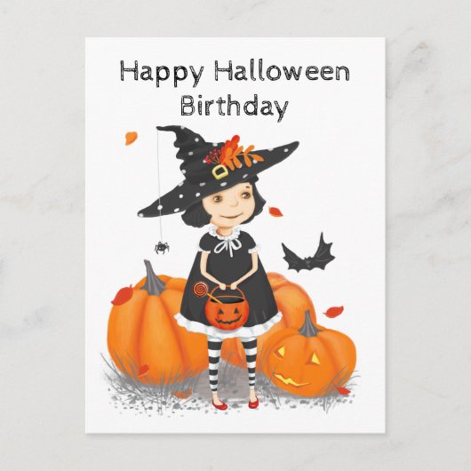 Halloween Schattige Heksje Briefkaart (Voorkant)