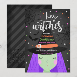 Halloween Schattige Hey Heksen Halloween Tea Party Kaart