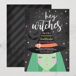 Halloween Schattige Hey Heksen Halloween Tea Party Kaart