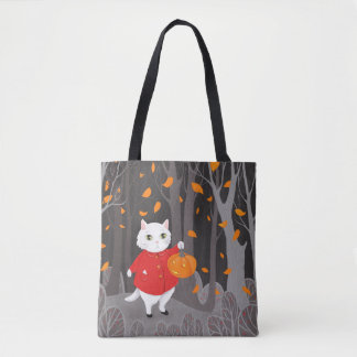     Halloween Schattige Kat & Jack o'lantern Tote Bag