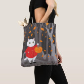     Halloween Schattige Kat & Jack o'lantern Tote Bag (Dichtbij)