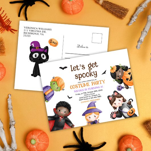 Halloween Schattige Kostuum Verjaardagsfeestje Kin Uitnodiging Briefkaart