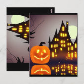Halloween schattige pompoen en huis I-plezier Briefkaart (Voorkant / Achterkant)