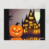 Halloween schattige pompoen en huis I-plezier Briefkaart (Achterkant)