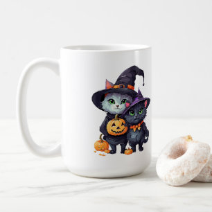 Halloween schattige pompoen en kitty katten koffiemok
