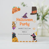 Halloween schattige pompoen party uitnodiging (Staand voorkant)