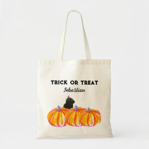 Halloween Schattige pompoen zwart cat modern Tote Bag