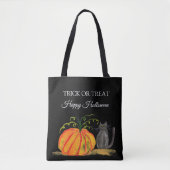 Halloween Schattige pompoen zwart cat modern Tote Bag (Voorkant)