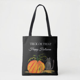 Halloween Schattige pompoen zwart cat modern Tote Bag