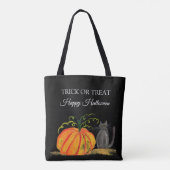 Halloween Schattige pompoen zwart cat modern Tote Bag (Achterkant)