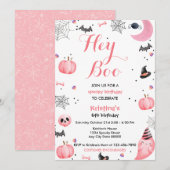 Halloween Schattige Roze Geest Verjaardag Spooktac Kaart (Voorkant / Achterkant)