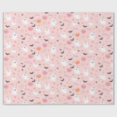 Halloween Schattige roze spook met gepersonaliseer Cadeaupapier (Vlak)