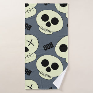 Halloween schattige schedel met boe kinderloze naa badhanddoek