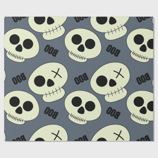 Halloween schattige schedel met boe kinderloze naa cadeaupapier (Vlak)