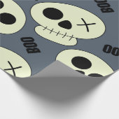 Halloween schattige schedel met boe kinderloze naa cadeaupapier (Hoek)
