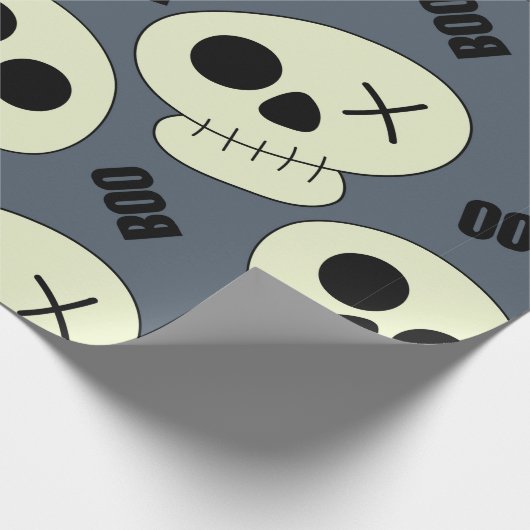 Halloween schattige schedel met boe kinderloze naa cadeaupapier (Hoek)