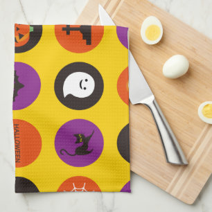 Halloween Schattige Spooky Whimsical Funny Yellow Theedoek