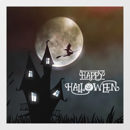 Halloween Schattige Spooky Whimsical Witch Black Raamsticker (Vel)