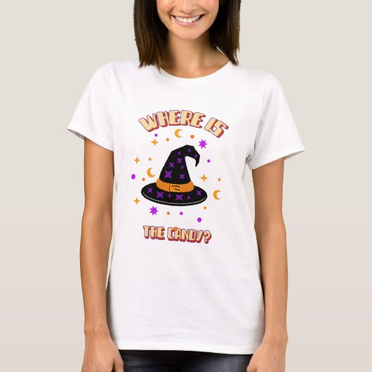 Halloween Schattige T-shirt heks Pet waar is het S (Voorkant)
