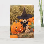 Halloween Schattige Teddy Bear en Jack O Lantern Kaart (Voorkant)