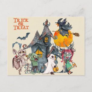Halloween Schattige Truc of Behandeling Wezens Briefkaart