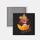 Halloween schattige Yorkshire doodpompoen Magneet (Voorkant / Achterkant)