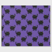 Halloween Schattige Zwart Cat Paarse Cadeaupapier (Vlak)