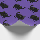 Halloween Schattige Zwart Cat Paarse Cadeaupapier (Hoek)