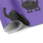Halloween Schattige Zwart Cat Paarse Cadeaupapier (Rol Hoek)