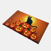 Halloween schattige zwarte kat en Jack's lantaarns Deurmat (Schuin)