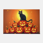 Halloween schattige zwarte kat en Jack's lantaarns Deurmat (Voorkant)