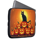 Halloween schattige zwarte kat en Jack's lantaarns Laptop Sleeve (Voorkant Rechts)