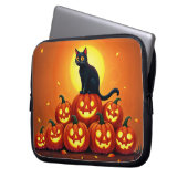Halloween schattige zwarte kat en Jack's lantaarns Laptop Sleeve (Voorkant Links)