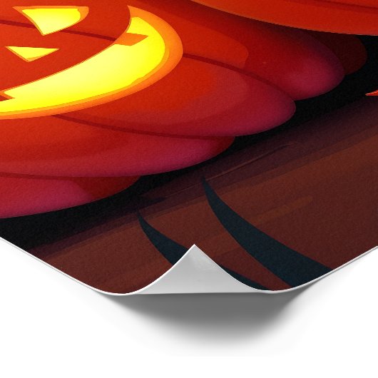 Halloween schattige zwarte kat en Jack's lantaarns Poster (Hoek)