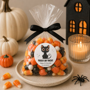 Halloween Schattige Zwarte Kat – Trick or Treat De Ronde Sticker