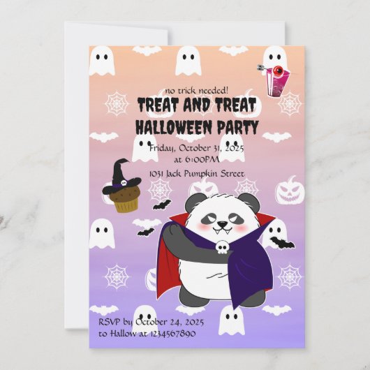 Halloween Schattigee Baby Panda Dracula Vampire Kaart (Voorkant)
