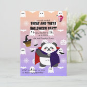 Halloween Schattigee Baby Panda Dracula Vampire Kaart (Staand voorkant)